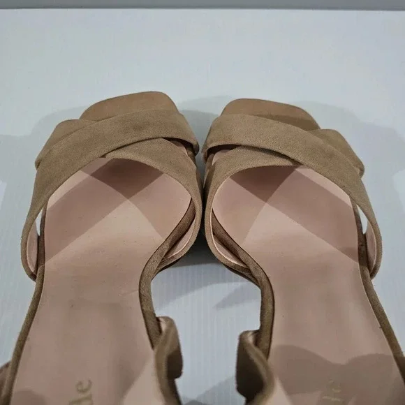 Kate Spade Delphi Platform Sandal Womens 10 Tan Suede Ankle Strap Block Heel - Picture 9 of 12